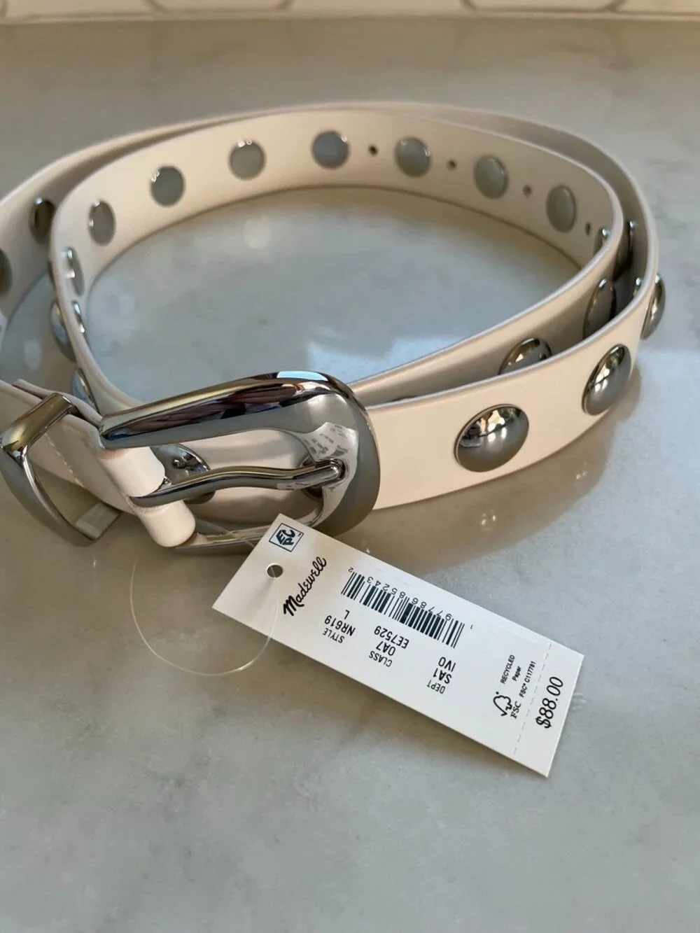 New! $85 Madewell Western Coastal Cowboy Studded Silver Bead Belt